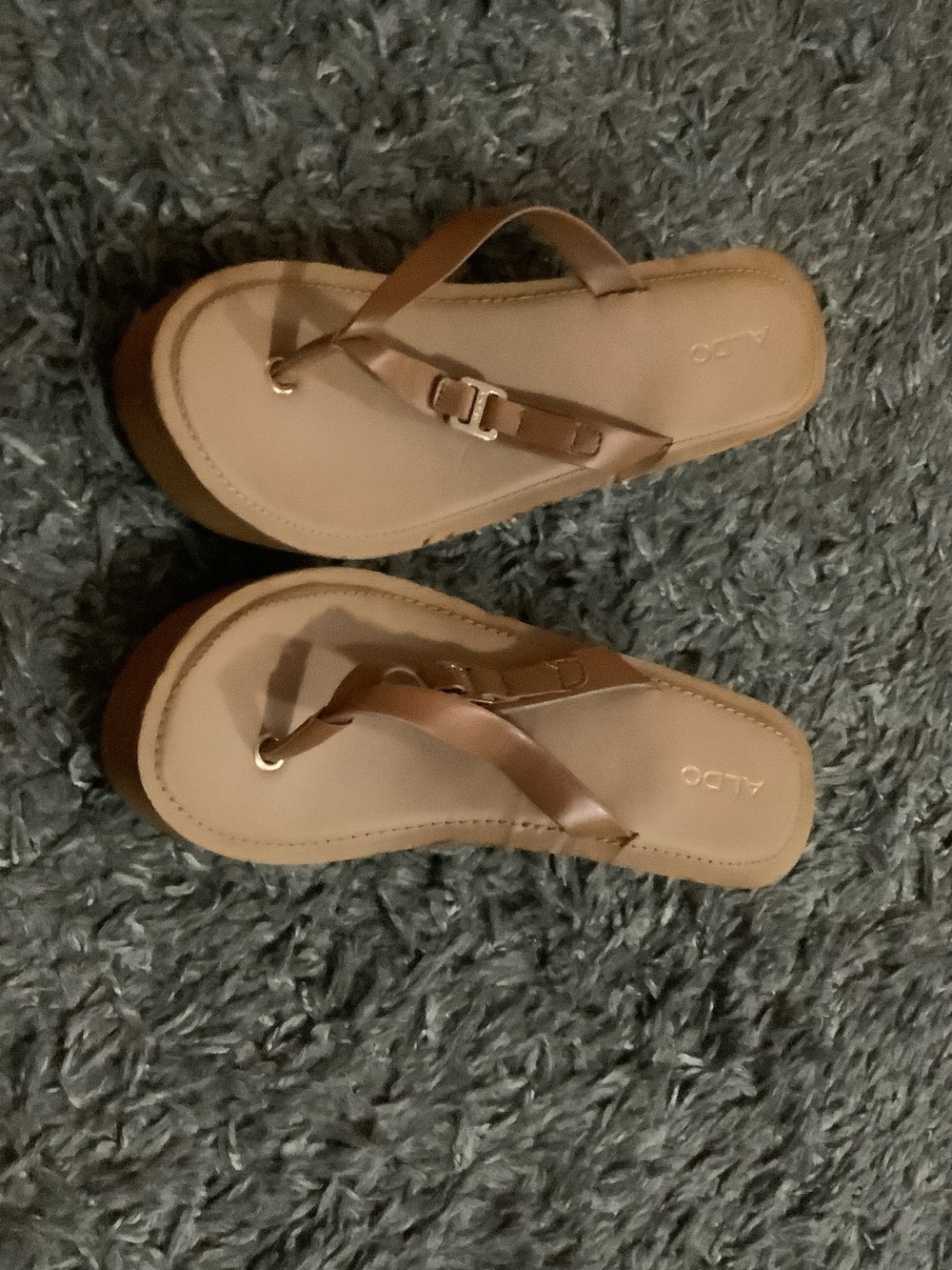Aldo Brown Platform Thong Sandals